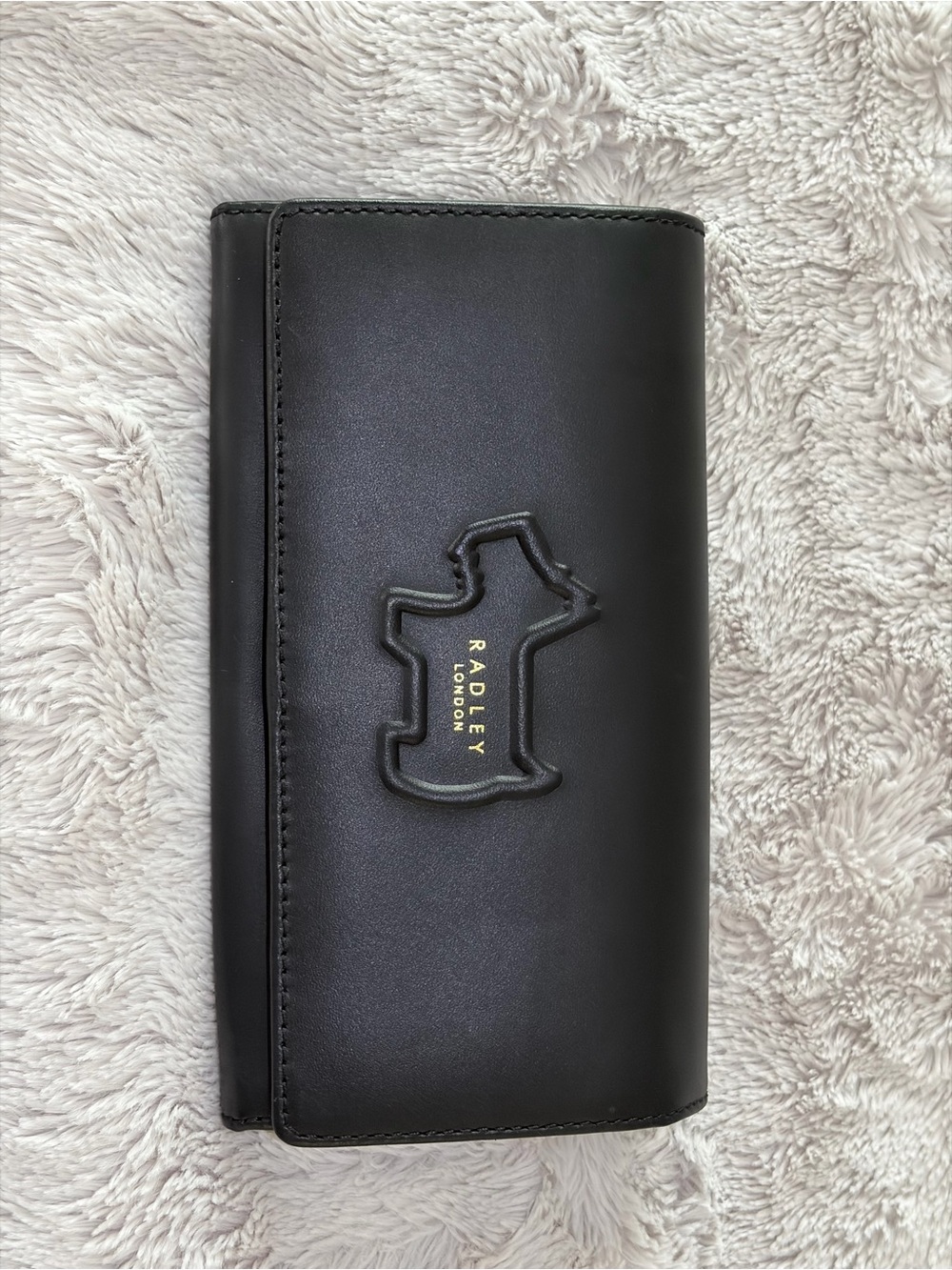 RADLEY LONDON Black Leather Long Card & Key Holder with Dog Motif size large